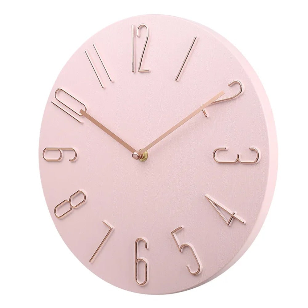 Wall Clock with Raised Wire Numbers and Wood Grain Dial Silent Modern Design - Image 7