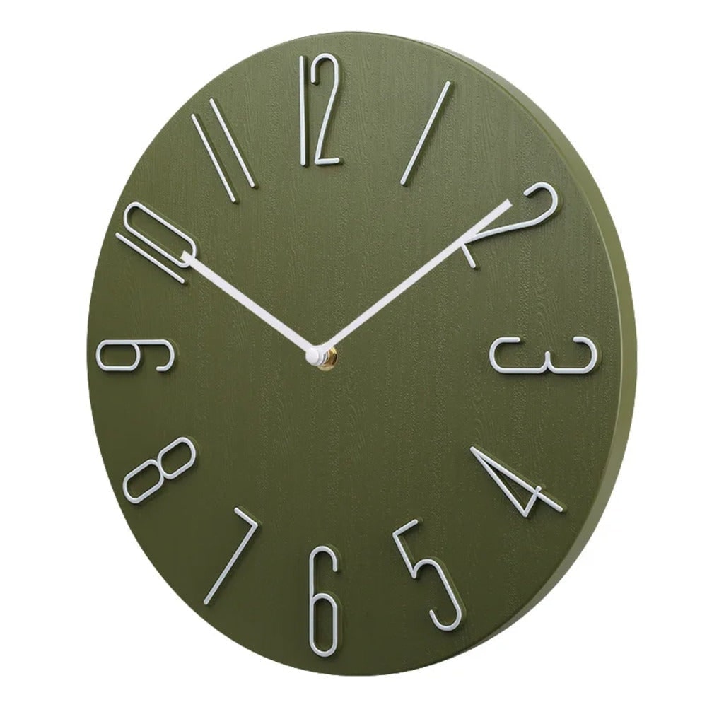 Wall Clock with Raised Wire Numbers and Wood Grain Dial Silent Modern Design - Image 8