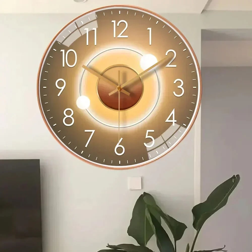 Wall Clock with Silent Mechanism and Glass Cover Large Arabic Numerals - Image 1