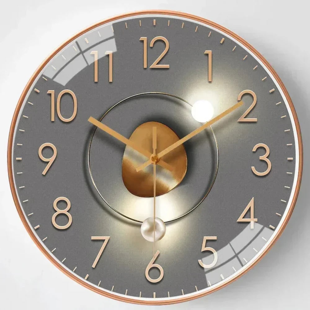 Wall Clock with Silent Mechanism and Glass Cover Large Arabic Numerals - Image 11