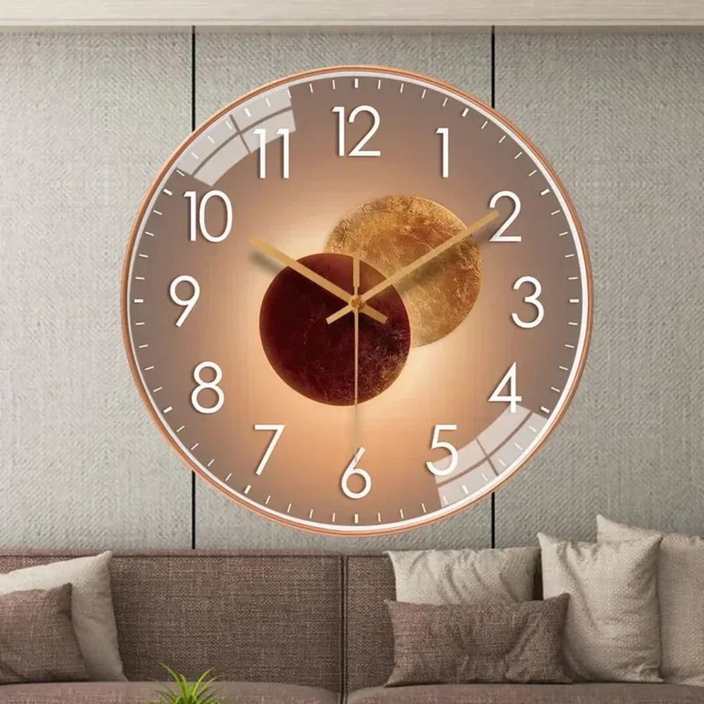 Wall Clock with Silent Mechanism and Glass Cover Large Arabic Numerals - Image 2