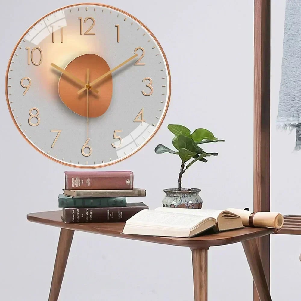 Wall Clock with Silent Mechanism and Glass Cover Large Arabic Numerals - Image 3