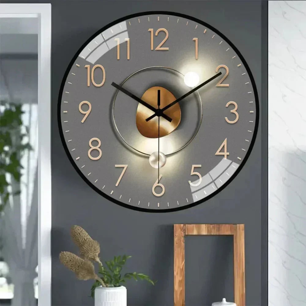 Wall Clock with Silent Mechanism and Glass Cover Large Arabic Numerals - Image 4