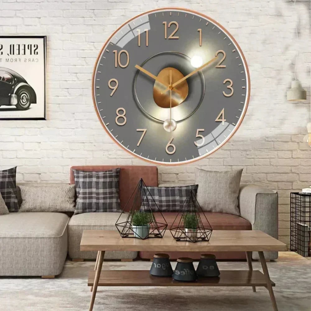 Wall Clock with Silent Mechanism and Glass Cover Large Arabic Numerals - Image 5