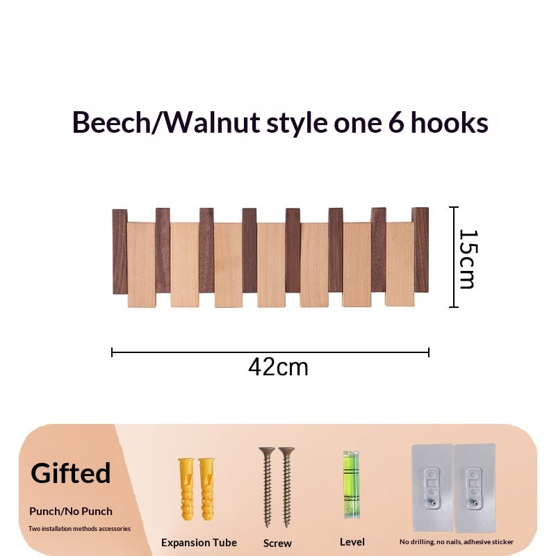 Wall Coat Rack with Foldable Hooks and Retractable Piano Key Design - Image 12
