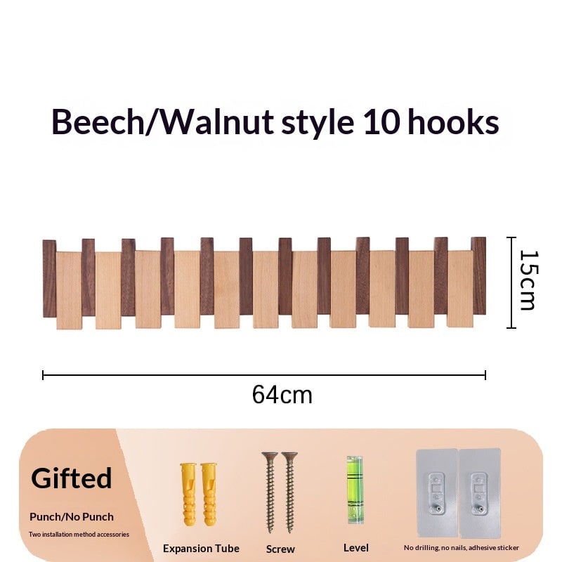 Wall Coat Rack with Foldable Hooks and Retractable Piano Key Design - Image 15