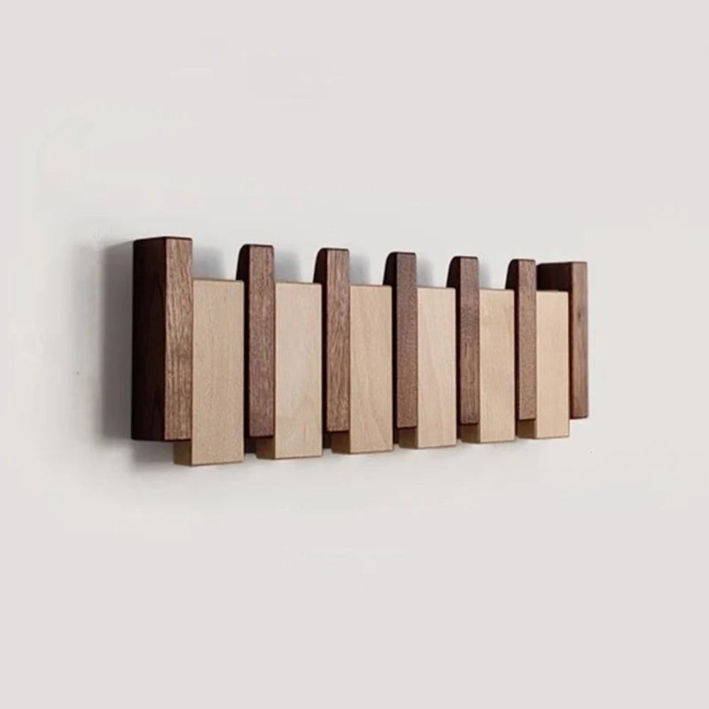 Wall Coat Rack with Foldable Hooks and Retractable Piano Key Design - Image 2