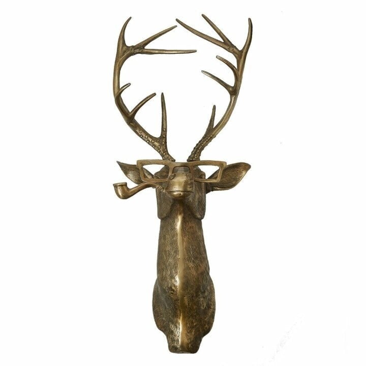 Wall Mounted Animal Sculpture with Textured Metal Artwork and Faux Taxidermy Design - Image 10