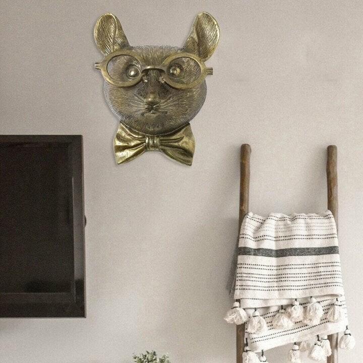Wall Mounted Animal Sculpture with Textured Metal Artwork and Faux Taxidermy Design - Image 11