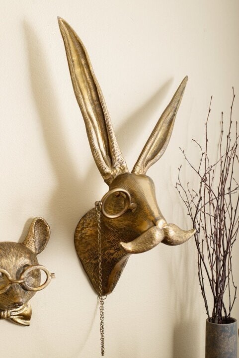 Wall Mounted Animal Sculpture with Textured Metal Artwork and Faux Taxidermy Design - Image 17