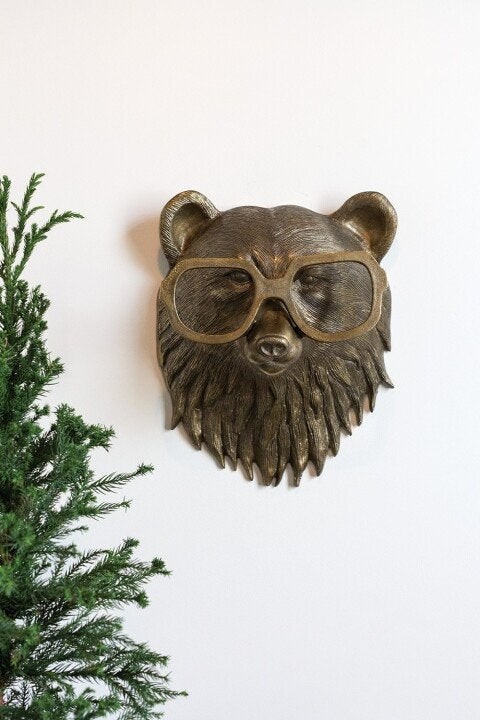 Wall Mounted Animal Sculpture with Textured Metal Artwork and Faux Taxidermy Design - Image 20