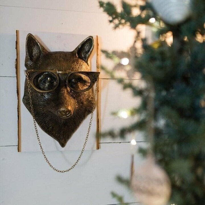 Wall Mounted Animal Sculpture with Textured Metal Artwork and Faux Taxidermy Design - Image 3