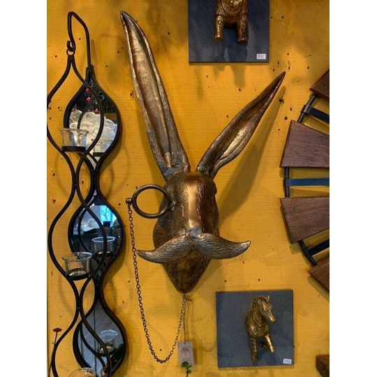Wall Mounted Animal Sculpture with Textured Metal Artwork and Faux Taxidermy Design - Image 6