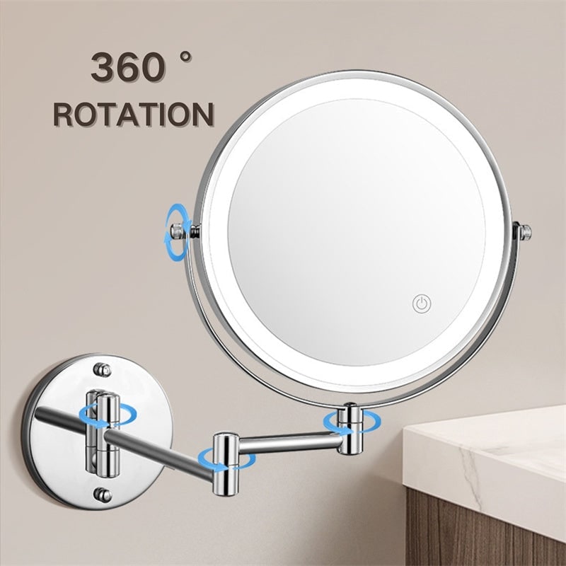 Wall Mounted Vanity Mirror with LED Lights 10x Magnification and Adjustable Swing Arm - Image 12