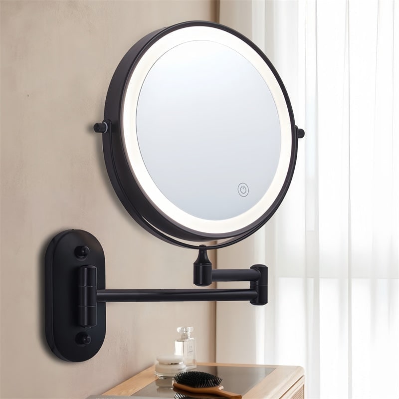 Wall Mounted Vanity Mirror with LED Lights 10x Magnification and Adjustable Swing Arm - Image 13