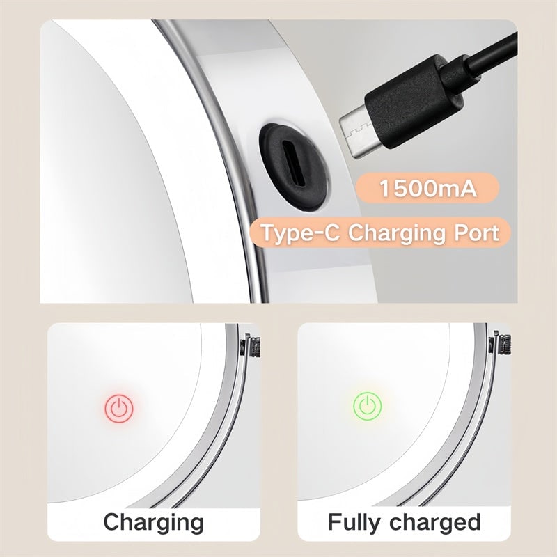 Wall Mounted Vanity Mirror with LED Lights 10x Magnification and Adjustable Swing Arm - Image 14