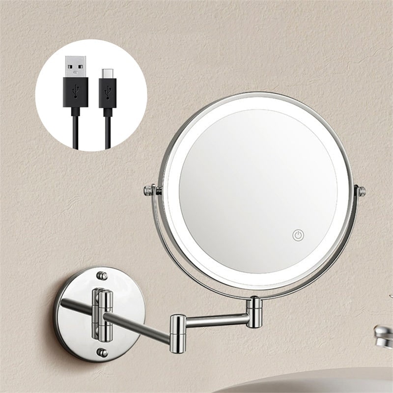 Wall Mounted Vanity Mirror with LED Lights 10x Magnification and Adjustable Swing Arm - Image 8