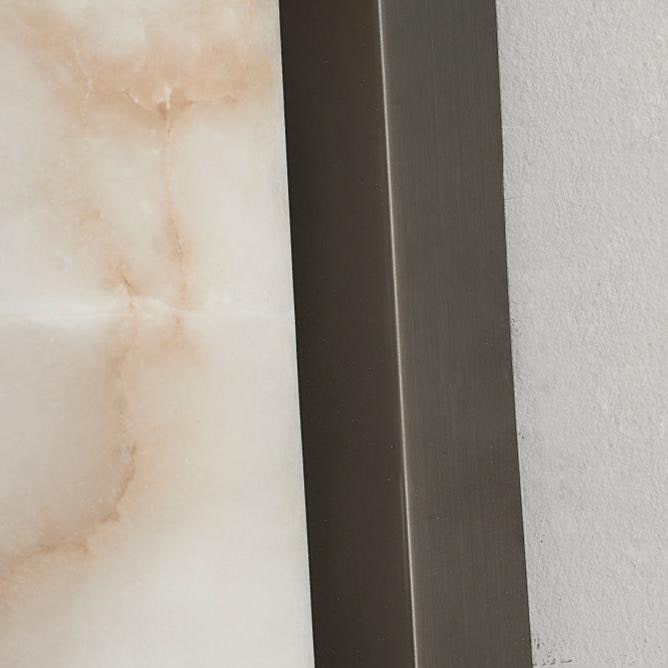 Wall Sconce Lighting with Marbled Cylindrical Shade and Brass Flush Mount - Image 14