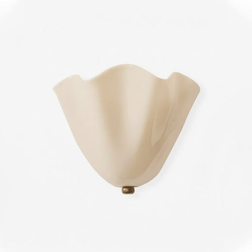 Wall Sconce Lighting with Wavy Handkerchief Glass Shade and Brass Finial - Image 1