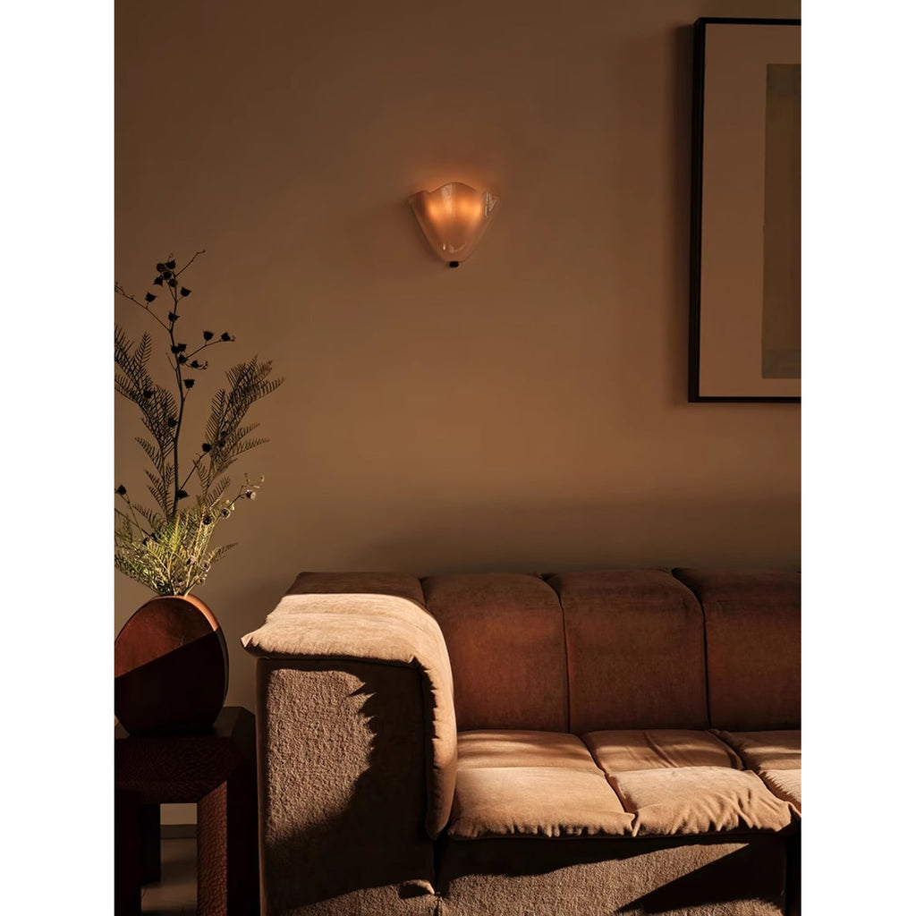Wall Sconce Lighting with Wavy Handkerchief Glass Shade and Brass Finial - Image 16
