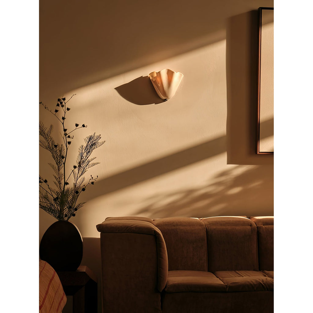 Wall Sconce Lighting with Wavy Handkerchief Glass Shade and Brass Finial - Image 18
