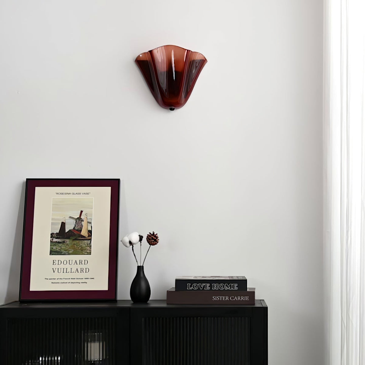 Wall Sconce Lighting with Wavy Handkerchief Glass Shade and Brass Finial - Image 22