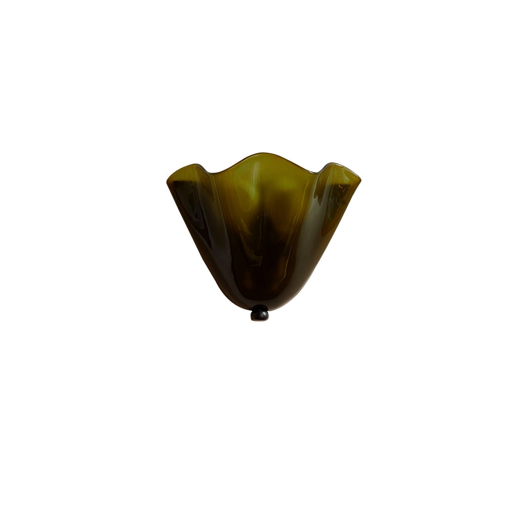 Wall Sconce Lighting with Wavy Handkerchief Glass Shade and Brass Finial - Image 24