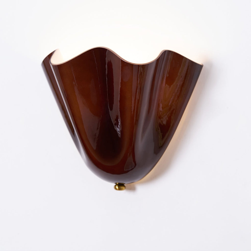 Wall Sconce Lighting with Wavy Handkerchief Glass Shade and Brass Finial - Image 30