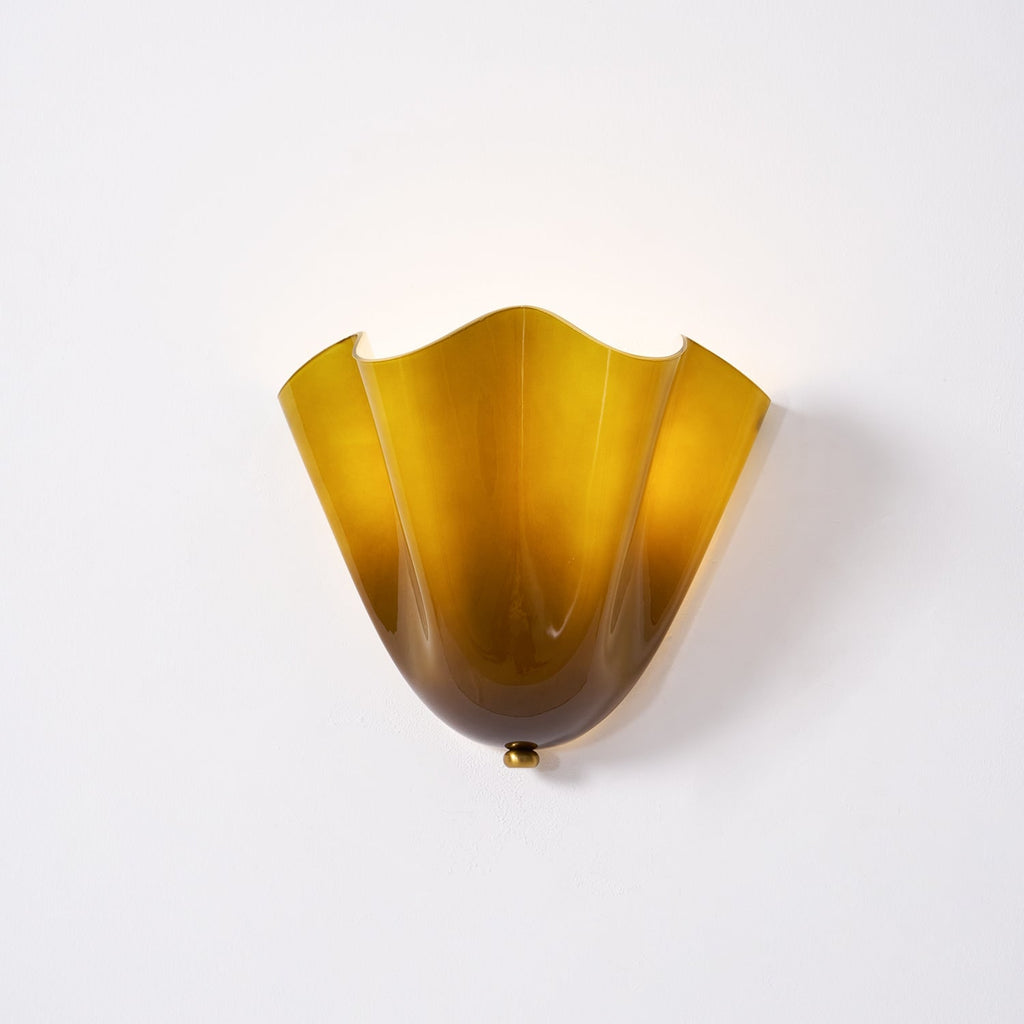 Wall Sconce Lighting with Wavy Handkerchief Glass Shade and Brass Finial - Image 36