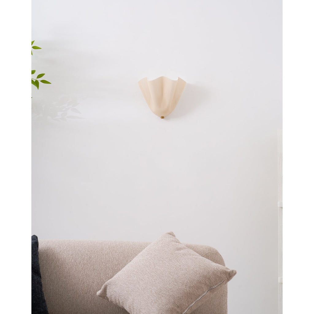 Wall Sconce Lighting with Wavy Handkerchief Glass Shade and Brass Finial - Image 49