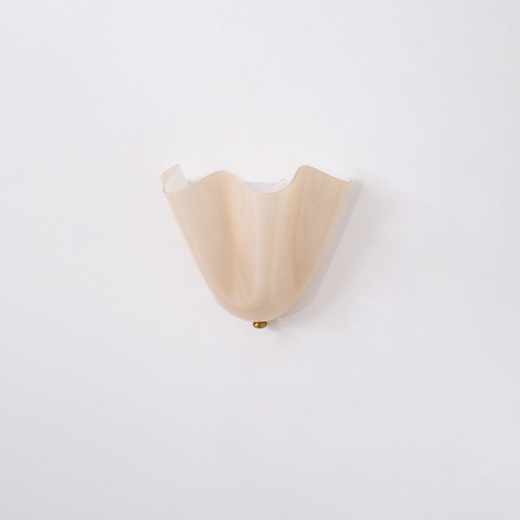 Wall Sconce Lighting with Wavy Handkerchief Glass Shade and Brass Finial - Image 51