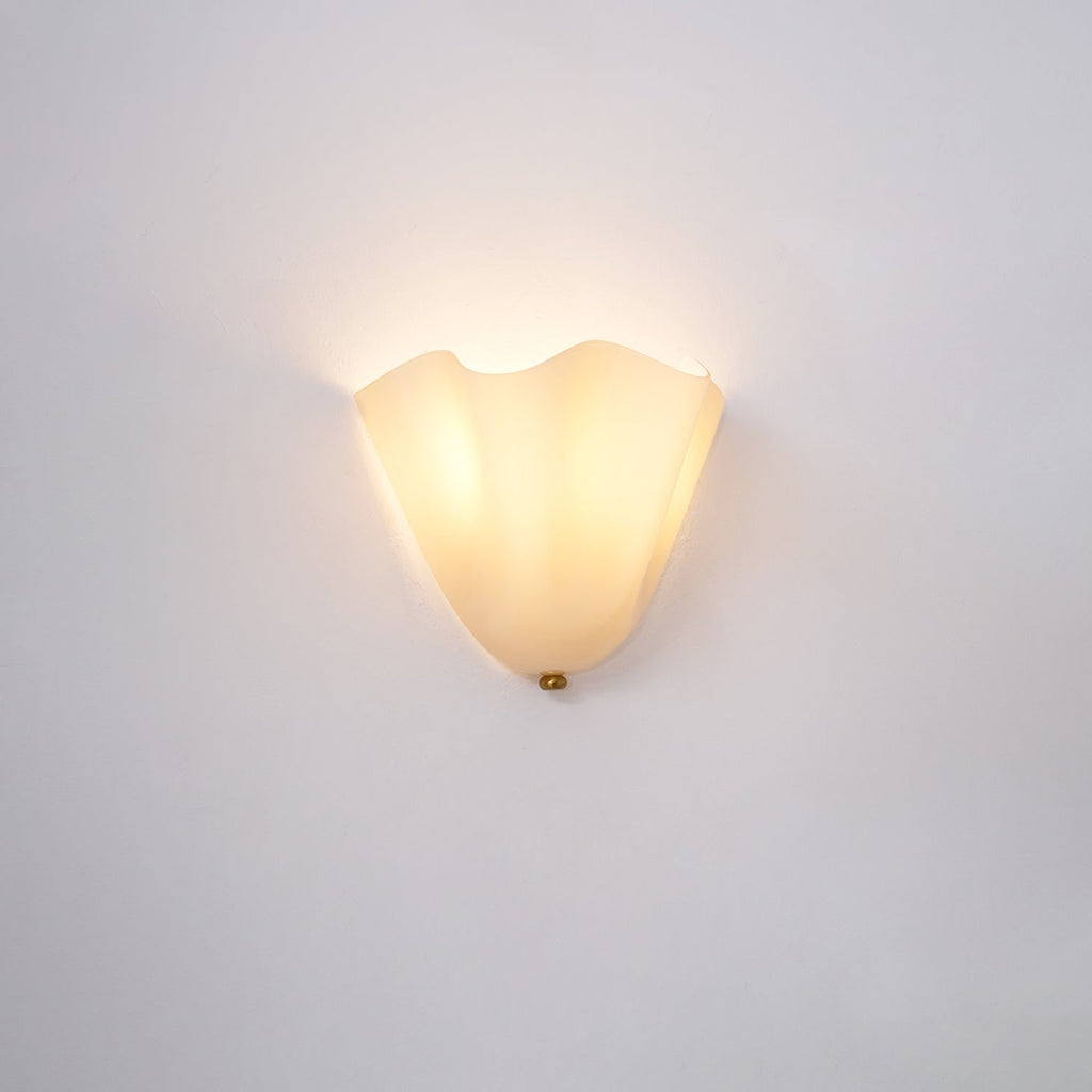 Wall Sconce Lighting with Wavy Handkerchief Glass Shade and Brass Finial - Image 52