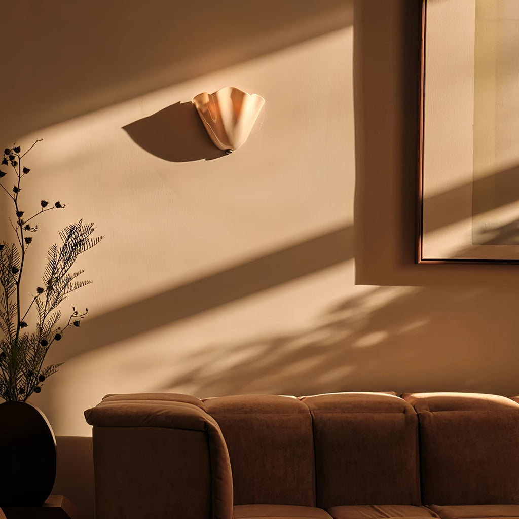 Wall Sconce Lighting with Wavy Handkerchief Glass Shade and Brass Finial - Image 7