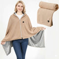 Wearable Heated Blanket with USB Power 8 Heating Zones and Hooded Shawl Design - Image 1