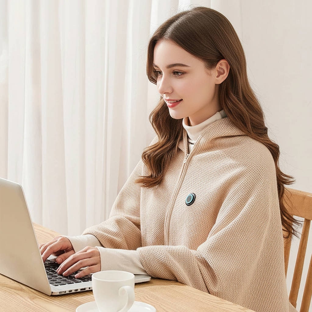Wearable Heated Blanket with USB Power 8 Heating Zones and Hooded Shawl Design - Image 2