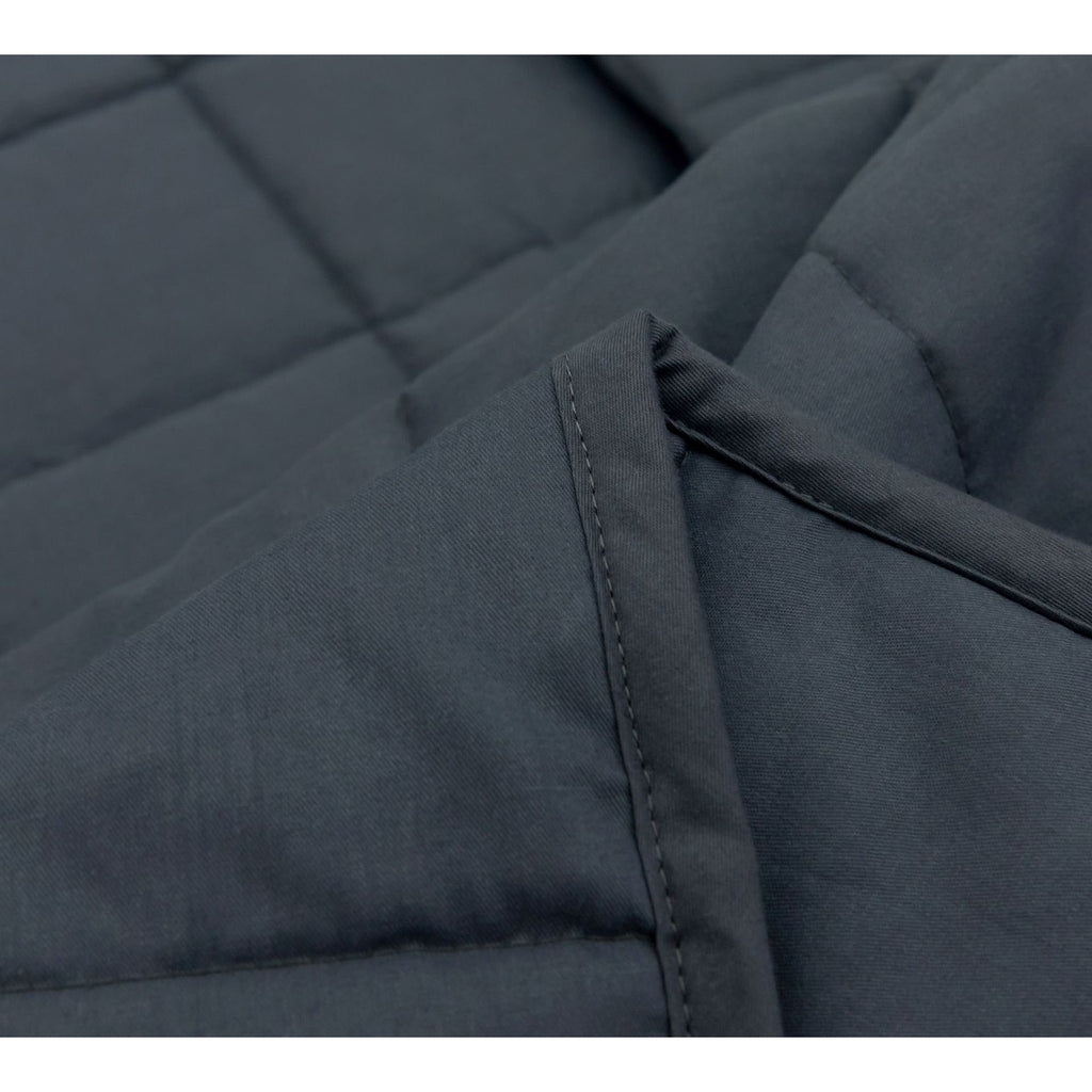 Weighted Blanket Throw with Quilted Cotton Corner Loops and Grid Stitching - Image 6