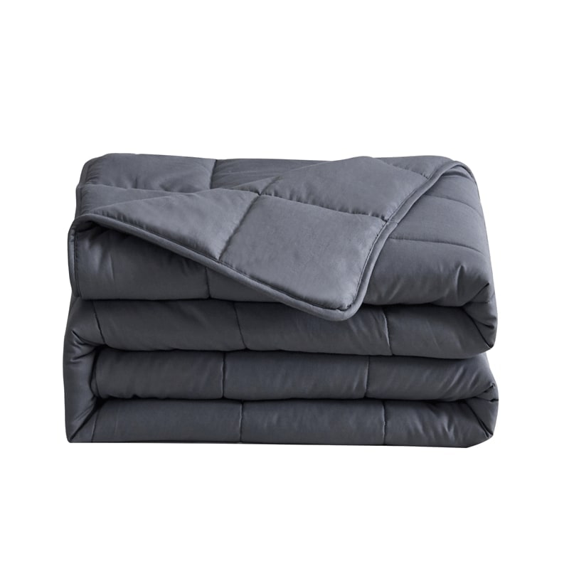 Weighted Blanket Throw with Quilted Cotton Corner Loops and Grid Stitching - Image 7