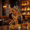 Whiskey Decanter Bigfoot Shaped Glass Bottle with Stopper and Molded Fur Texture - Image 1