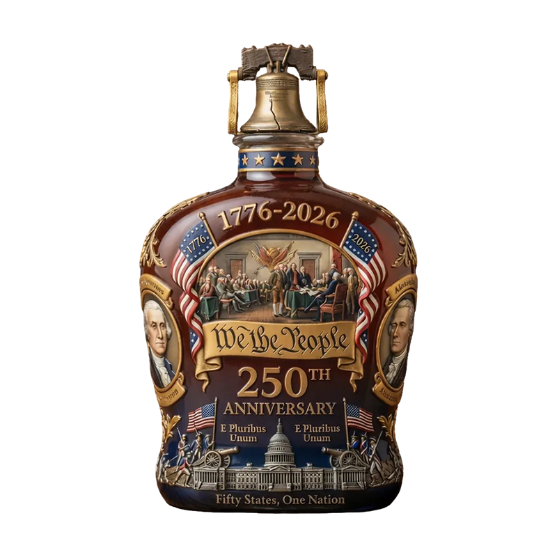Whiskey Decanter with Liberty Bell Stopper Ceramic Patriotic American Heritage Design - Image 1