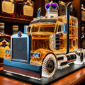 Whiskey Decanter with Semi Truck Design Chrome Accents and Removable Stopper - Image 1