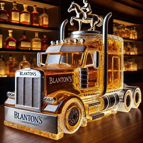 Whiskey Decanter with Semi Truck Design Chrome Accents and Removable Stopper - Image 7