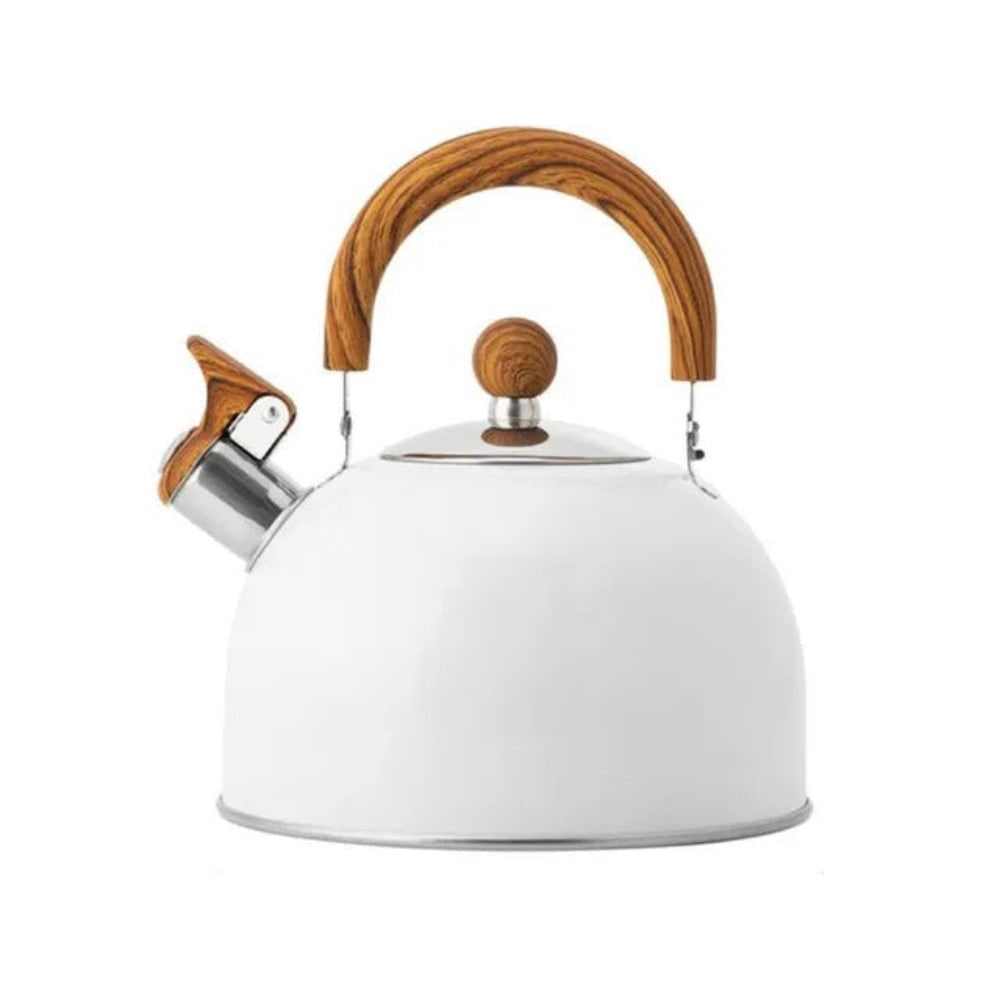 Whistling Kettle Tea with Wood-Grain Handle and Stainless Steel Stovetop Design - Image 9