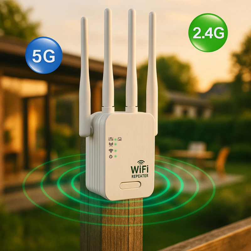 WIFI Extender with Four Antennas Dual Band Signal Booster Waterproof Outdoor Indoor - Image 1