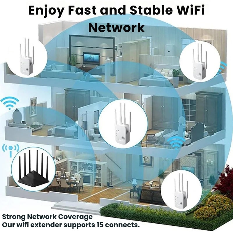 WIFI Extender with Four Antennas Dual Band Signal Booster Waterproof Outdoor Indoor - Image 3