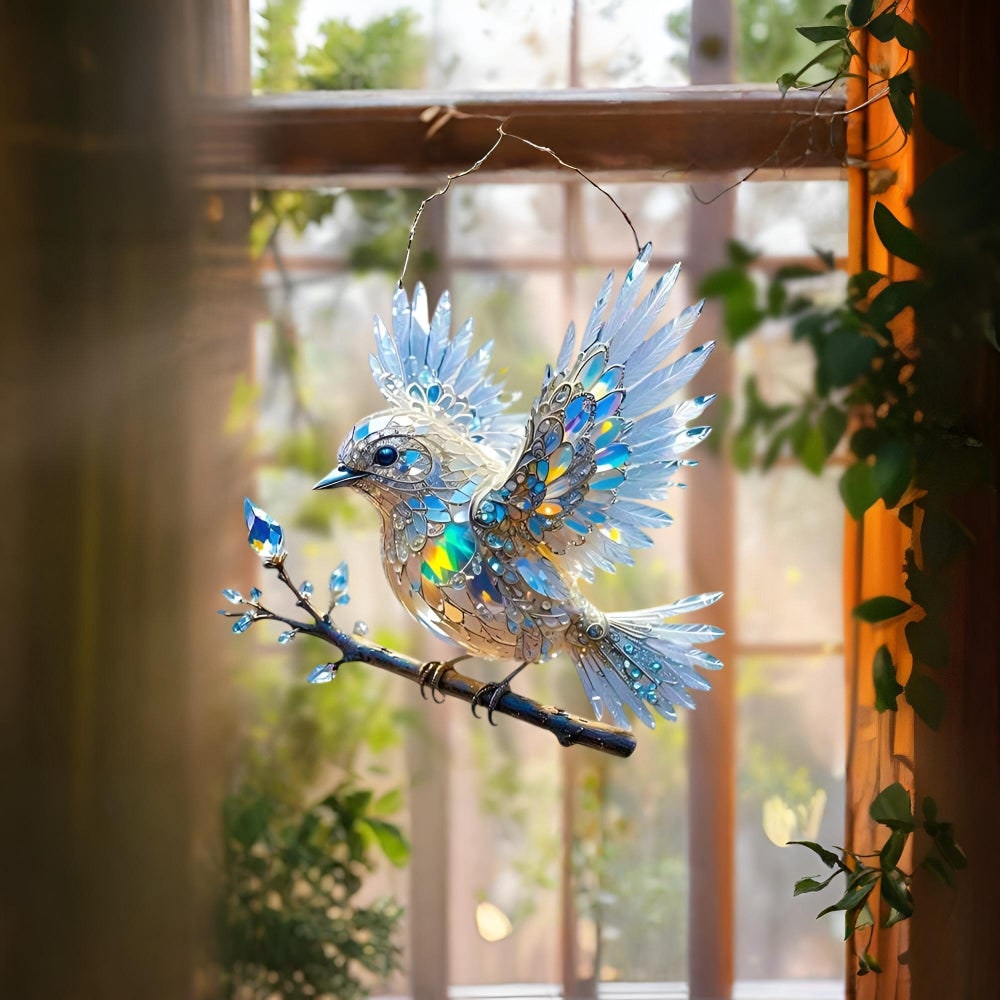 Window Suncatcher with Stained Glass Design and Hanging Chain for Light Reflection - Image 2