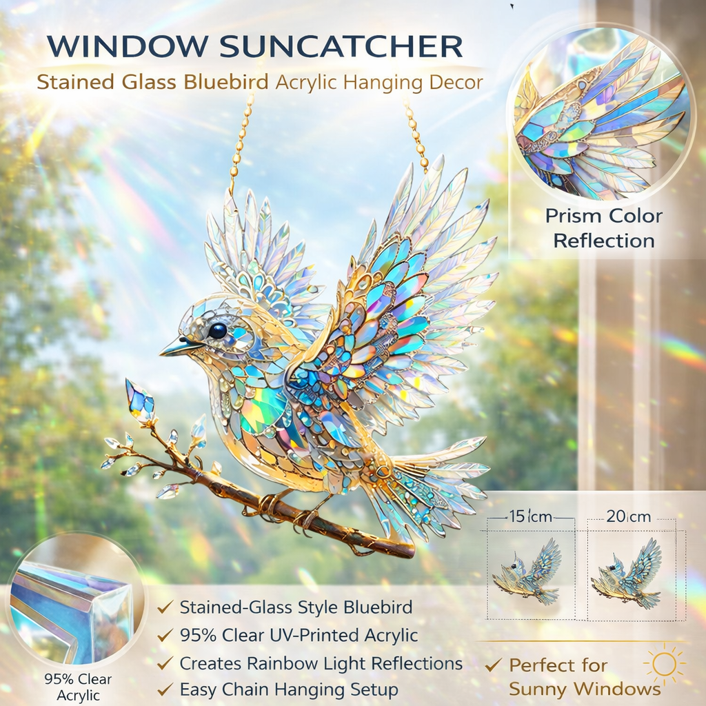 Window Suncatcher with Stained Glass Design and Hanging Chain for Light Reflection - Image 4