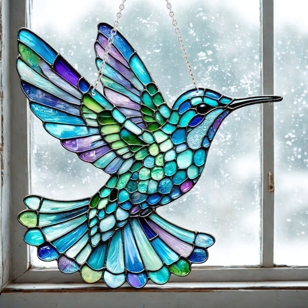 Window Suncatcher with Stained Glass Design and Hanging Chain for Light Reflection - Image 8