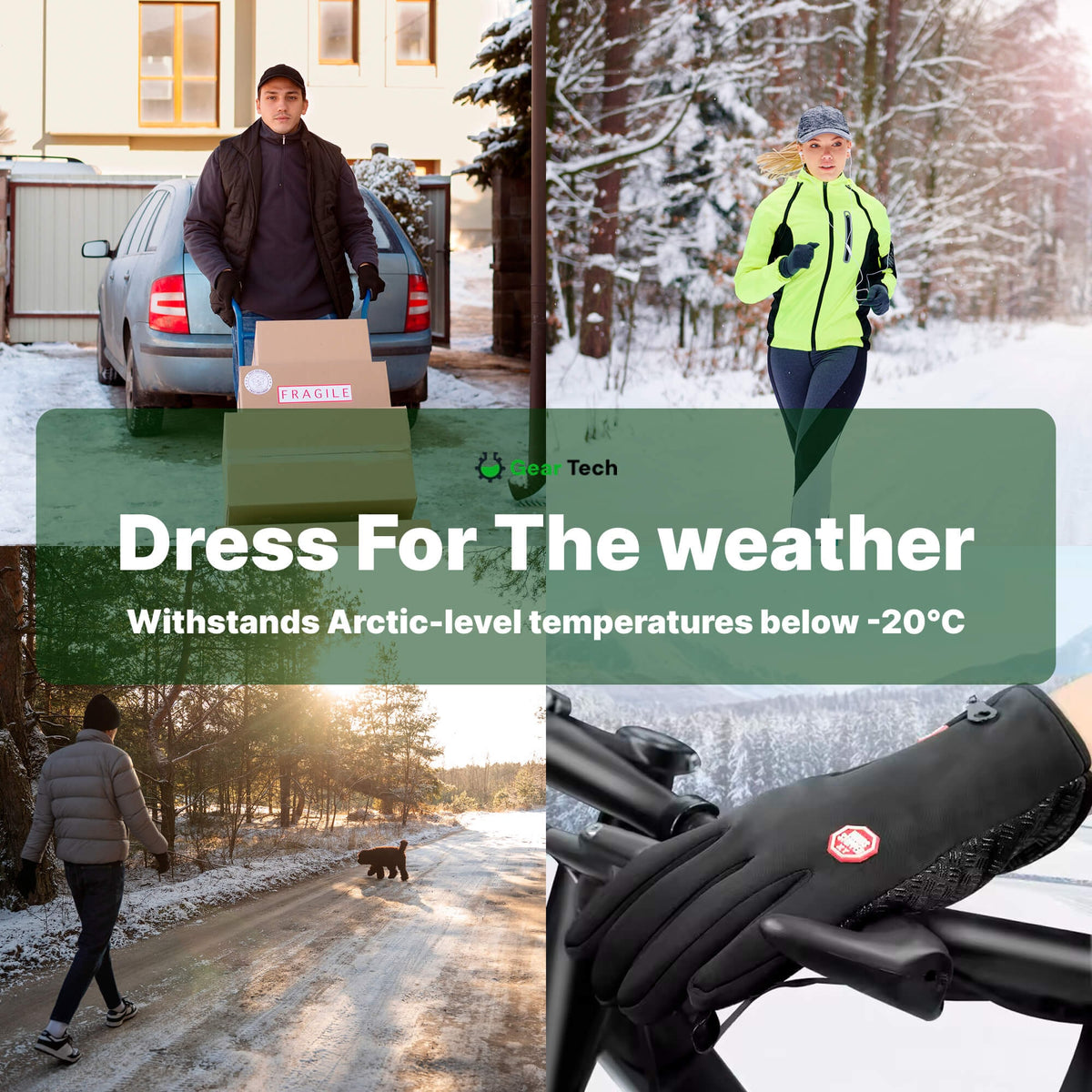 Winter Cycling Gloves with Windproof Shell Touchscreen Fingertips and Fleece Lining - Image 2