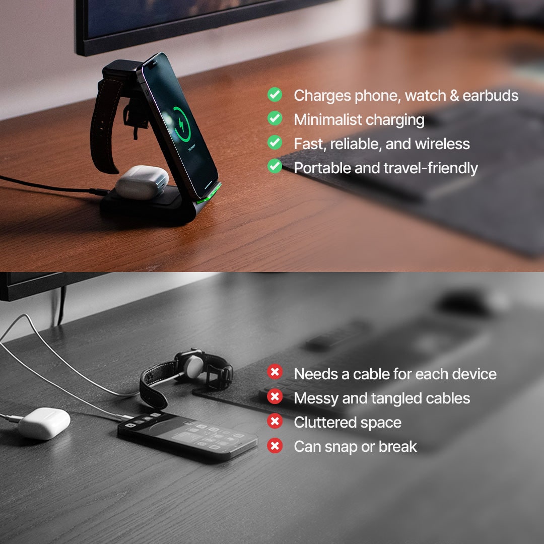 Wireless Charging Station for Multiple Devices with Angled Stand and Elevated Watch Dock - Image 7