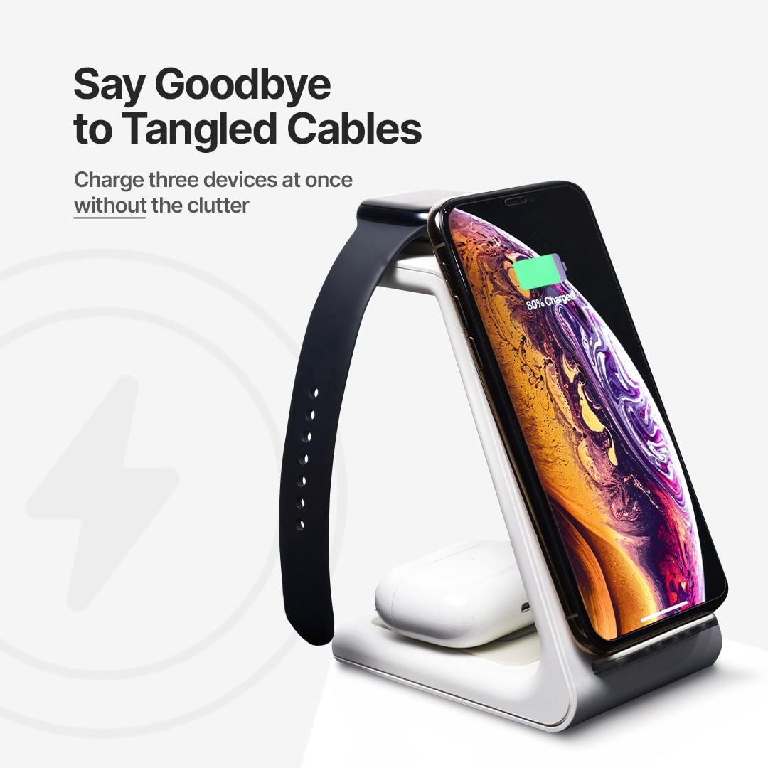Wireless Charging Station for Multiple Devices with Angled Stand and Elevated Watch Dock - Image 9